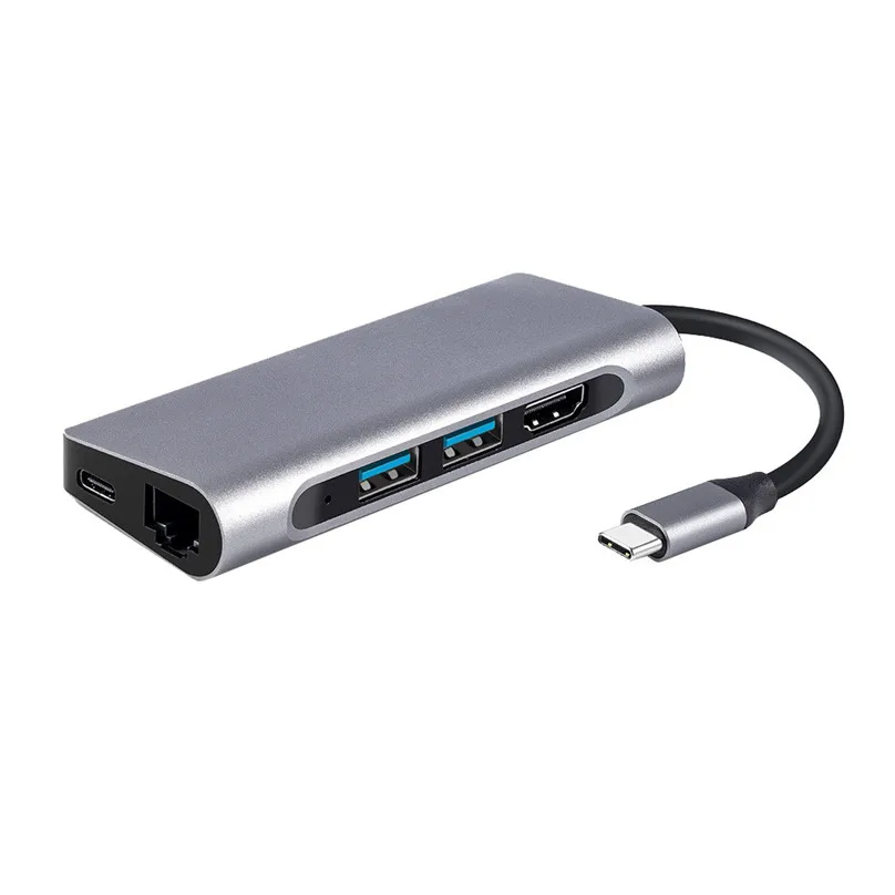 

USB Type-C Multi Adapter HUB Expander USB 3.0 Type C Hub HDMI SD Card to Rj45 Lan Adapter Charger for Macbook 30A14