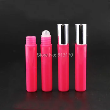 

50pcs 7ml PP Roller Bottle,Steel bead,Rose Red,Empty Roll on Bottle for Essential Oil,Perfume,Mini Sample Vials Cosmetic Packing
