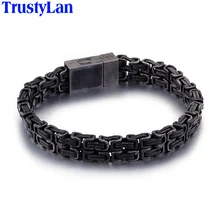 TrustyLan панк Рок Человек ювелирные изделия ручной работы черный цвет 316L браслет из нержавеющей стали мужские крутые AliExpress мужские s браслеты Armbanden