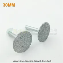 

DIATOOL 2pk Dia30mm Vacuum Brazed Diamond Discs With 6mm Shank For Cutting Grinding And Engraving Diamond Saw Blade Grit #46