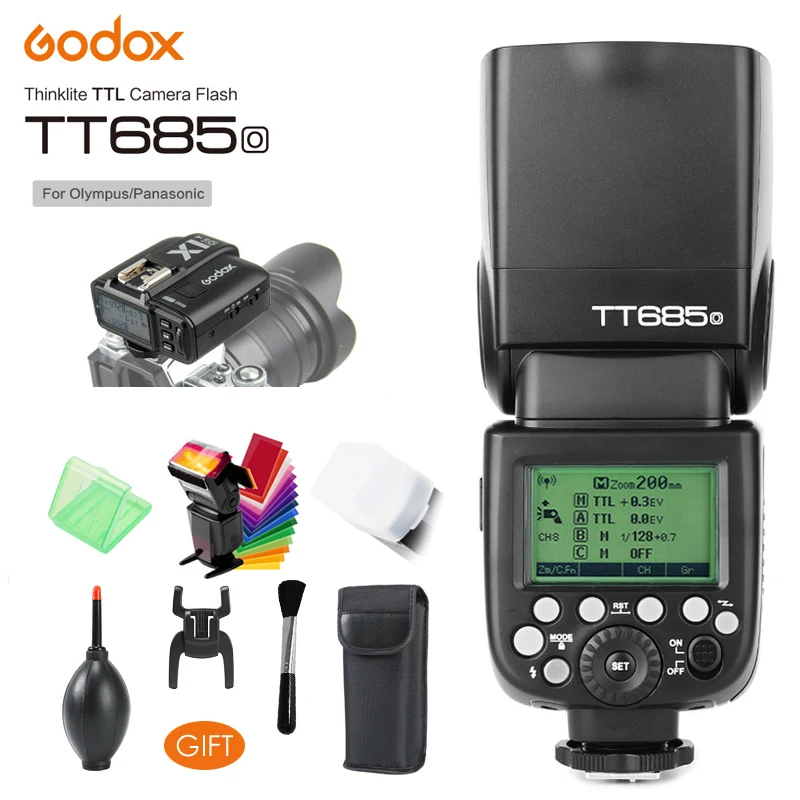 Godox TT685O 2.4G HSS 1/8000s i-TTL GN60 Wireless Speedlite Flash, X1T-O Transmitter Trigger for Olympus/Panasonic +Gift Kit