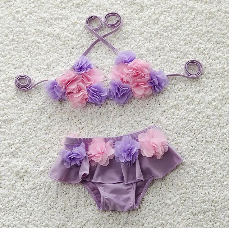 Милые 3D цветы 0-24 м для Купальник одежда для малышей для девочек Плавание Одежда для младенцев купальный костюм бикини biquini infantil