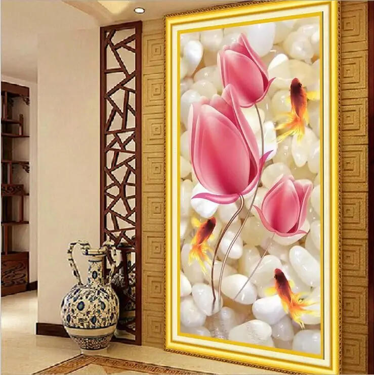 tulip flower fish silk cross stitch kits DMC accurate 11ct printed
