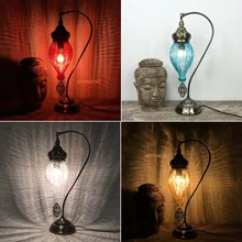 Турецкая Лебедь настольная лампа винтажный арт-деко ручной работы lamparas de mesa ледяной трещины стеклянный романтический светильник для кровати lamparas con