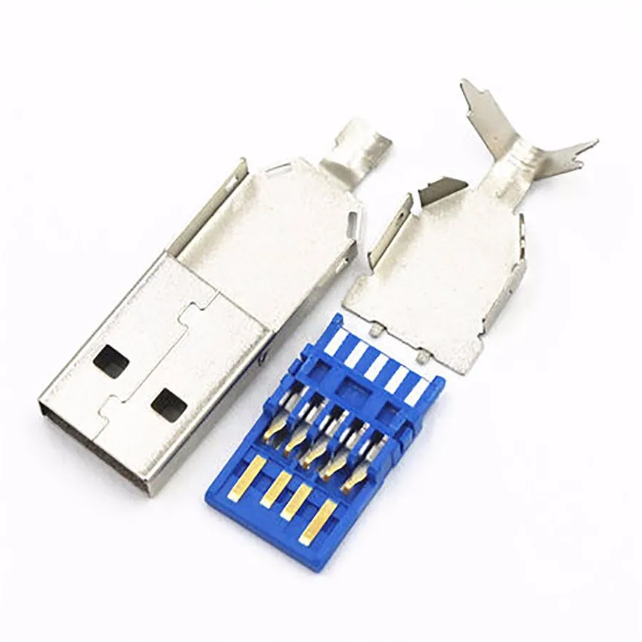 5 шт./партия, DIY USB 3,0, мужской разъем, разъем для пайки, 3 в 1, для DIY USB 3,0, кабель