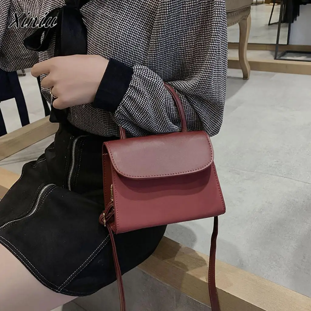 

xiniu Women Small Square Bag Wild Shoulder Retro Messenger Bag brand 2019 new flap PU leather mini handbag #w35