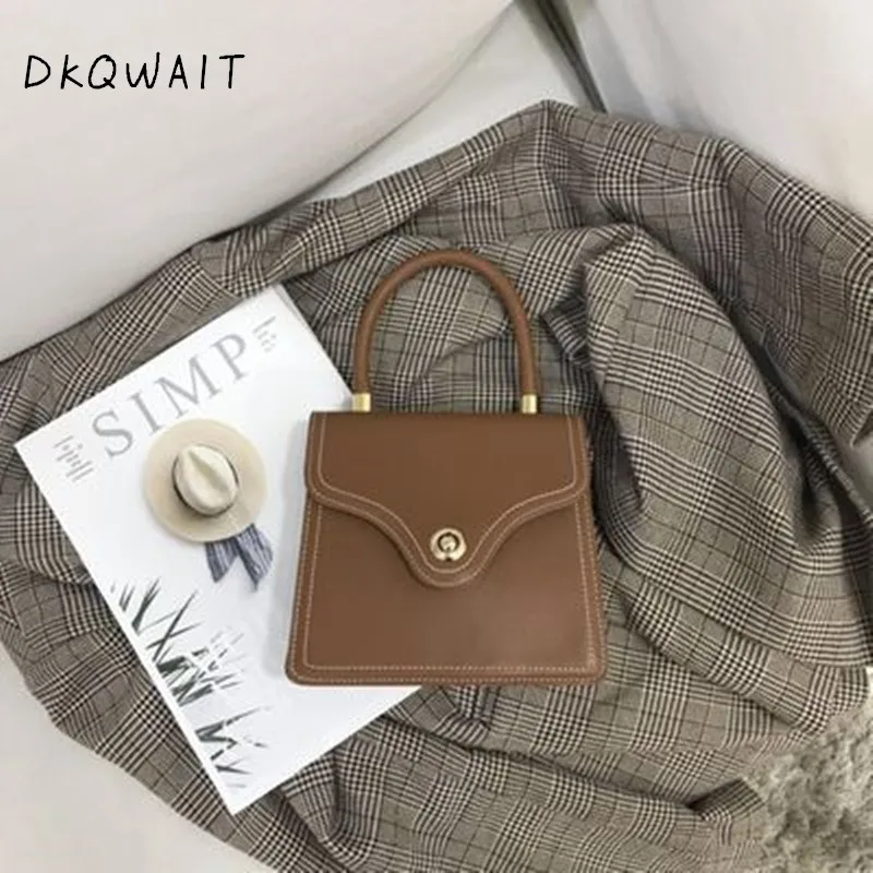 

NEW Casual Metal Handle Handbags Women's Pu Shoulder Bags Women Leather Small Flap Ladies Hand Messenger Bags Woman Bag
