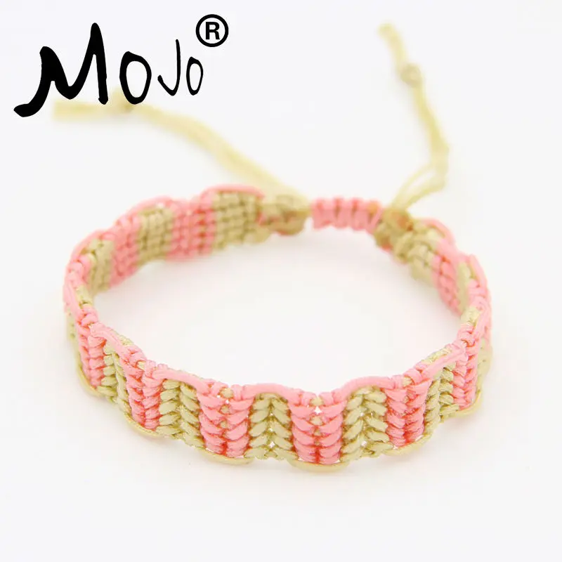 Mojo Summer Pink Brown Assorted Colorful Neon Friendship Wrap Rainbow Bracelets Beach Bohemian Jewelry for Women Men MJ-WBR002I