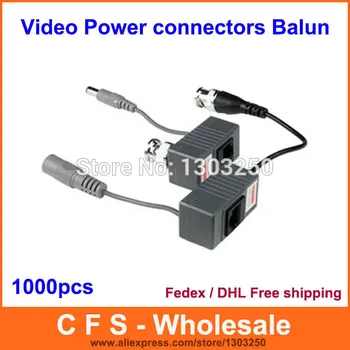 

1000pcs CCTV Coax BNC Video & Power Pigtail Balun Transceiver Adapter to CAT5e 6 Fedex / DHL Free Shipping Wholesale