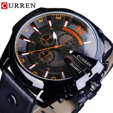 CURREN Orange Dial Fashion Luxury Brand Design Black Leather Belt Calendar Mens Quartz Military Sport Watches Top Brand Luxury CURREN Orange Dial Fashion Luxury Brand Design Black Leather Belt Calendar Mens Quartz Military Sport Watches Top Brand Luxury