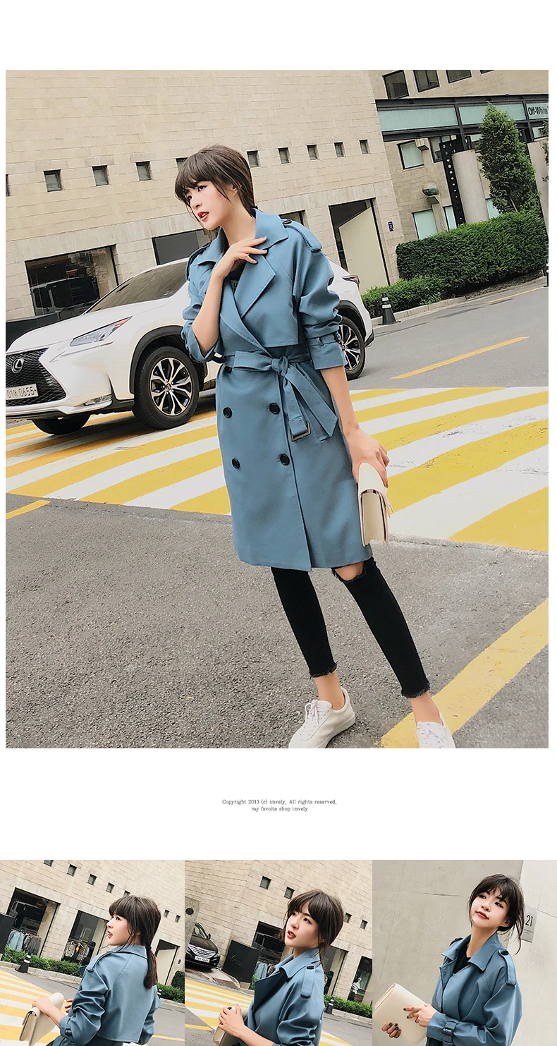 Fitaylor New 2020 Double Breasted Mid-long Trench Coat Women Casual Slim Belt Cloak Vintage Windbreaker Outwear