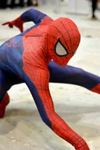 custom made Halloween adult marvel lycra The Amazing Spiderman Costume Cosplay mask lens 3D Printing
