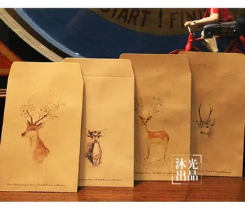

New 1 lot = 12 pcs Vintage Romantic deer Kraft Paper Envelope / DIY Gift
