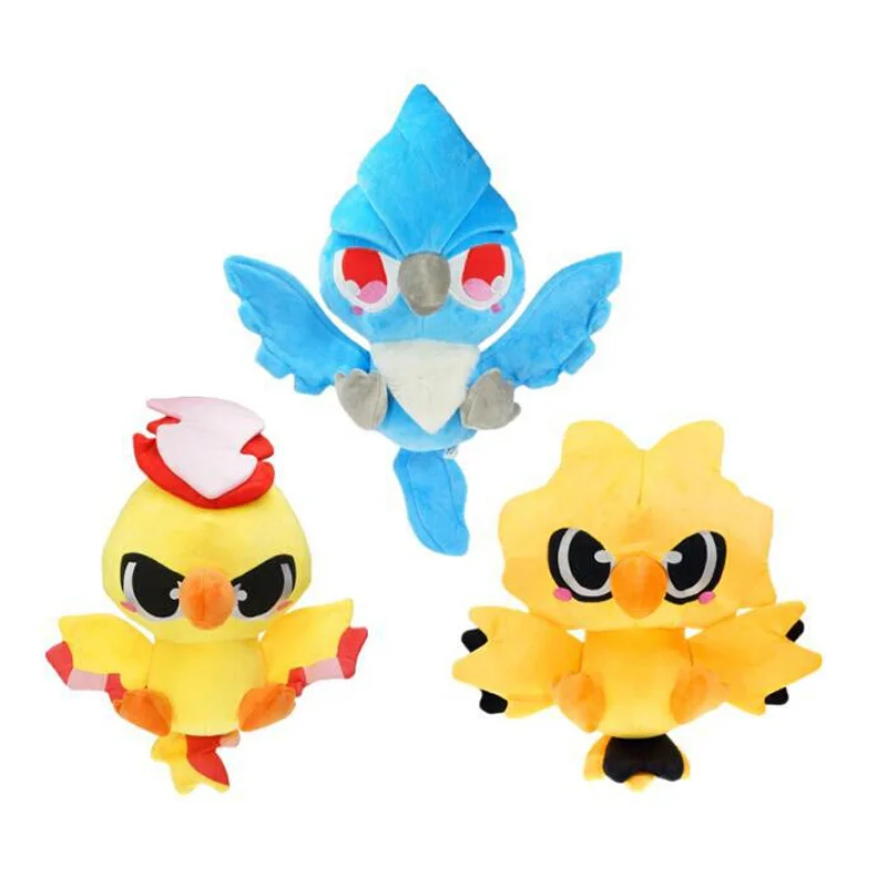 

30cm New Anime Movie Stuffed Animals Articuno Lightning Zapdos Flaming Moltres Bird Plush Doll Figure Soft Toys Gift