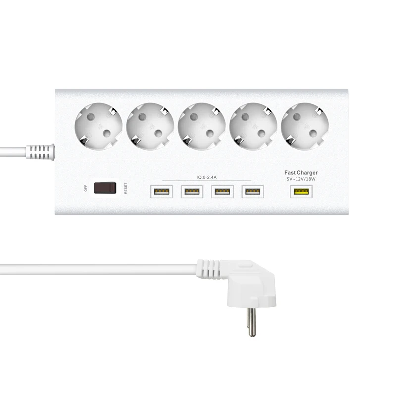 

5V QC3.0 EU Plug 5 Outlet Power Strip with 5 USB Charging Ports Socket for iPhone