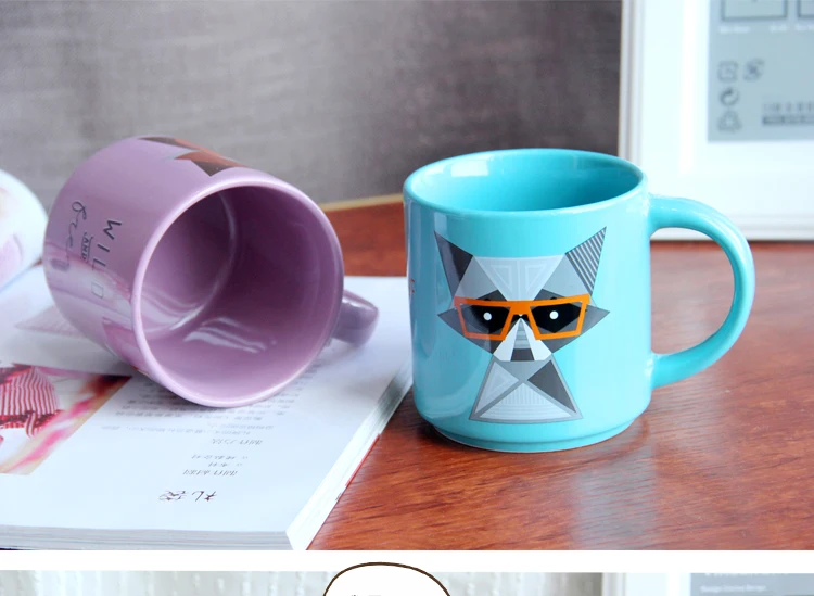 Милая Зверюшка лиса кошка кофейная чашка большой емкости ручная роспись мультфильм керамическая чашка и кружка для молока на завтрак