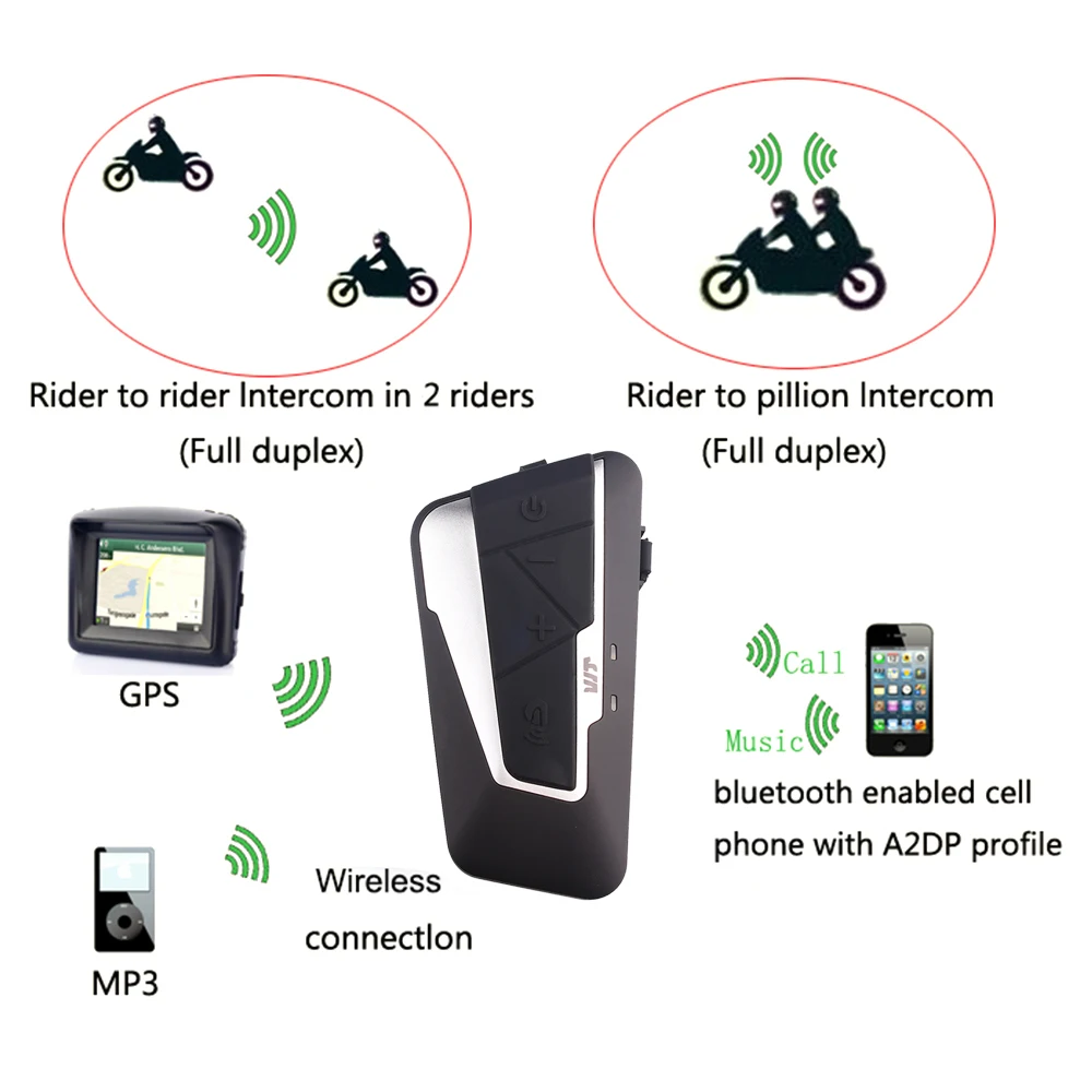 Мотогарнитура T9S водонепроницаемая для шлема 1000 м Bluetooth 3 0 FM радио 800 мАч IPX6|motorcycle
