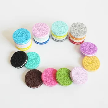 

DHL 200pcs Soft Silicone Baby Teether Biscuit Nursing Accessories Dental Training Device Cookies Silicone Teether 24 colors