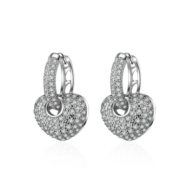 

Jewelry Wholesale Fashion 925 Sterling Silver Earrings For Women Heart Hoop Earring Ear Clip Personality Gift With CZ