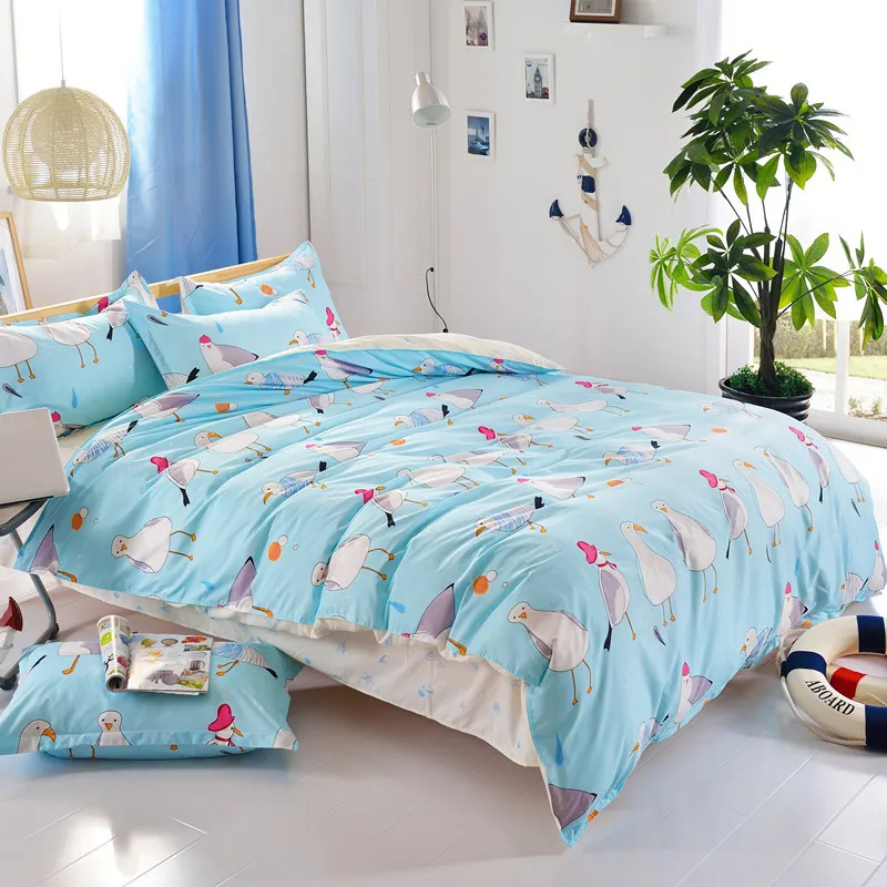 

100% Polyester Duvet Cover Cute Seagull Print Bedding Cover For Adults Double Bed Home Textile XF639-6 (No Pillowcase)