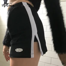 Artsnie Лето, повседневная юбка с высокой талией, шорты для женщин, сексуальные полосатые шорты для велоспорта, бега, Femme, байкерские шорты, Mujer