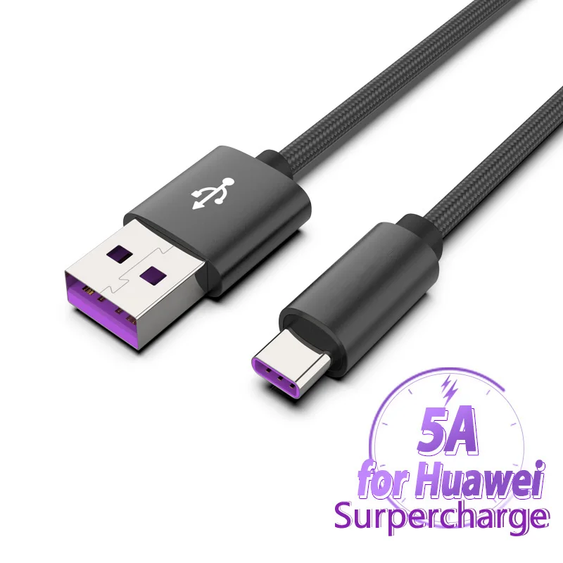

1m/1.2m/1.8m/2m USB Type C Cable 5A Super-Charge Cavo for Huawei P20 Pro Mate 30 Lite Honor Note 10 20 8 9x Pro V20 Kabel Usb C