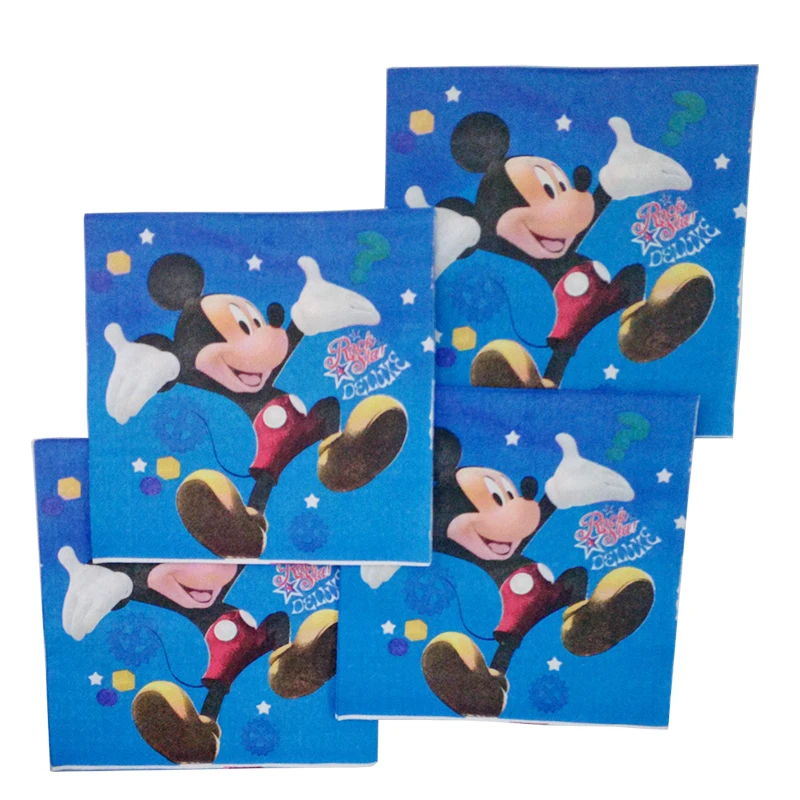 

20pcs/bag Character Mickey napkin Children Birthday Party Decorations Kids Party Supplies Birthday Disposable Tableware Sets
