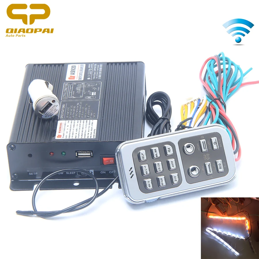 

Universal 200W 12 Sound Car Tone Alarm 12V Wireless Remote Control Police Siren Special Voice Signals Loudspeaker Remote Light