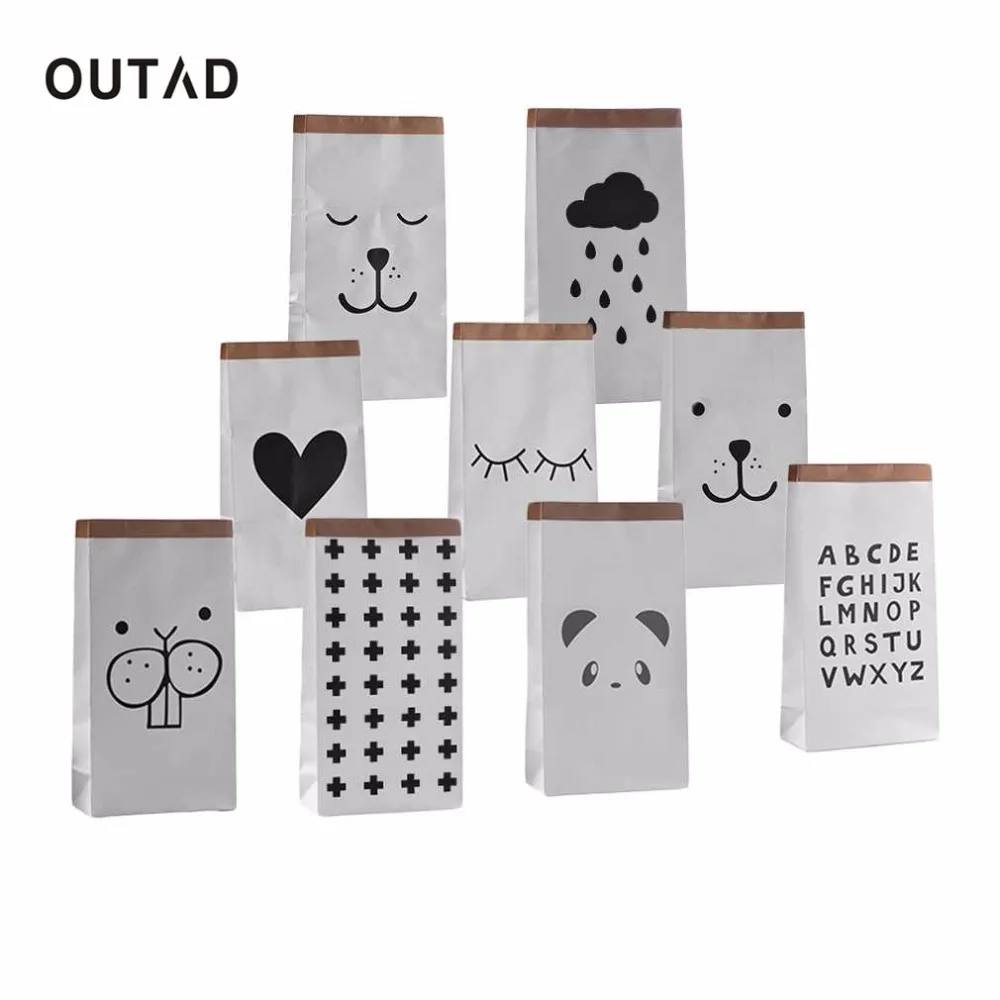 

OUTAD Cartoon Heavy Kraft Paper Storage Bag Pouch Pack Kid Toy Laudry Clothing Sundries Organizer Home Decor Gift