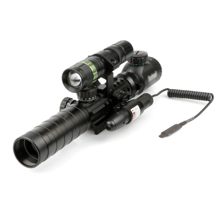 3-9x32 /40 EG Air Gun Optics Scope Riflescope Telescope + Red Laser Sight+Flashlight For Hunting