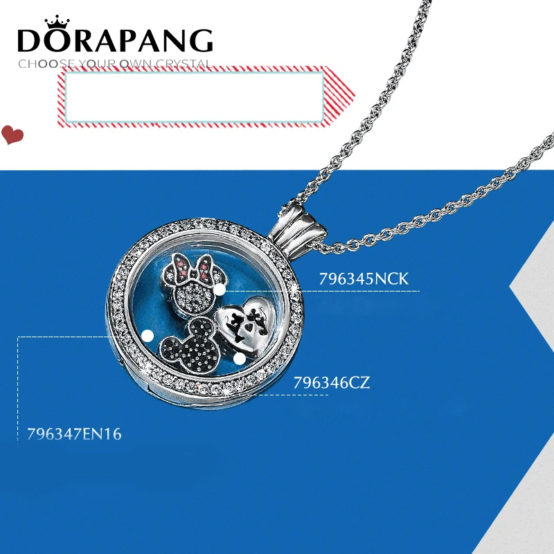 

DORAPANG 100% 925 Sterling Silver Pendant Magnetic DIY Chain Memory Floating Locket Hallowmas Lovely Charms Necklace jewelry