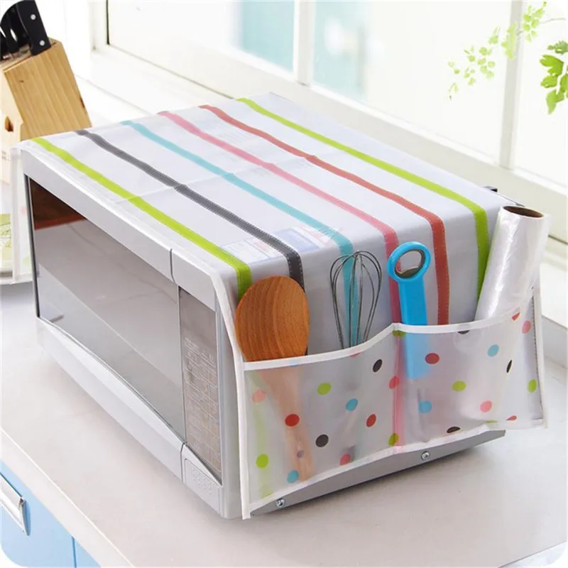 

1 Set Kitchen Microwave Oven Cover Bag Storage Holder Multi Function Waterproof Oil Dust Double Pockets Oven Protect Covers #B5