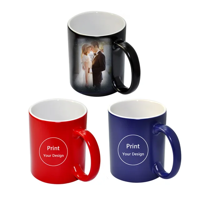 Custom Photo Magic Mug Heat Sensitive Ceramic Mugs Personalized Custom Photo Magic Mug Heat Sensitive Ceramic Mugs Personalized Color Changing Coffee Milk Cup Gift Print Pictures H1128