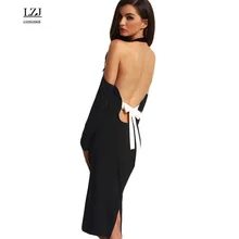 LZJ Women’s Summer Clothing Women’s Clothing vestidos New 2017 Sexy Leak back Solid color splicing hollow Dress plus size