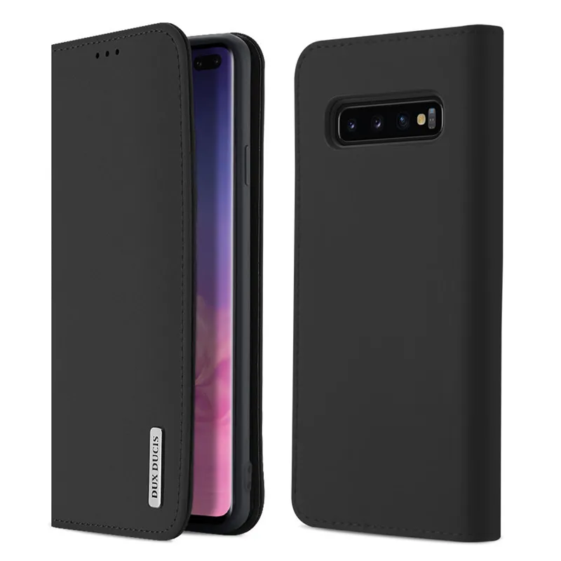 Чехол-кошелек из натуральной кожи для samsung Galaxy S10 Plus, винтажный магнит, чехол-книжка для samsung S10 Plus, чехол для телефона, новинка - Цвет: Черный
