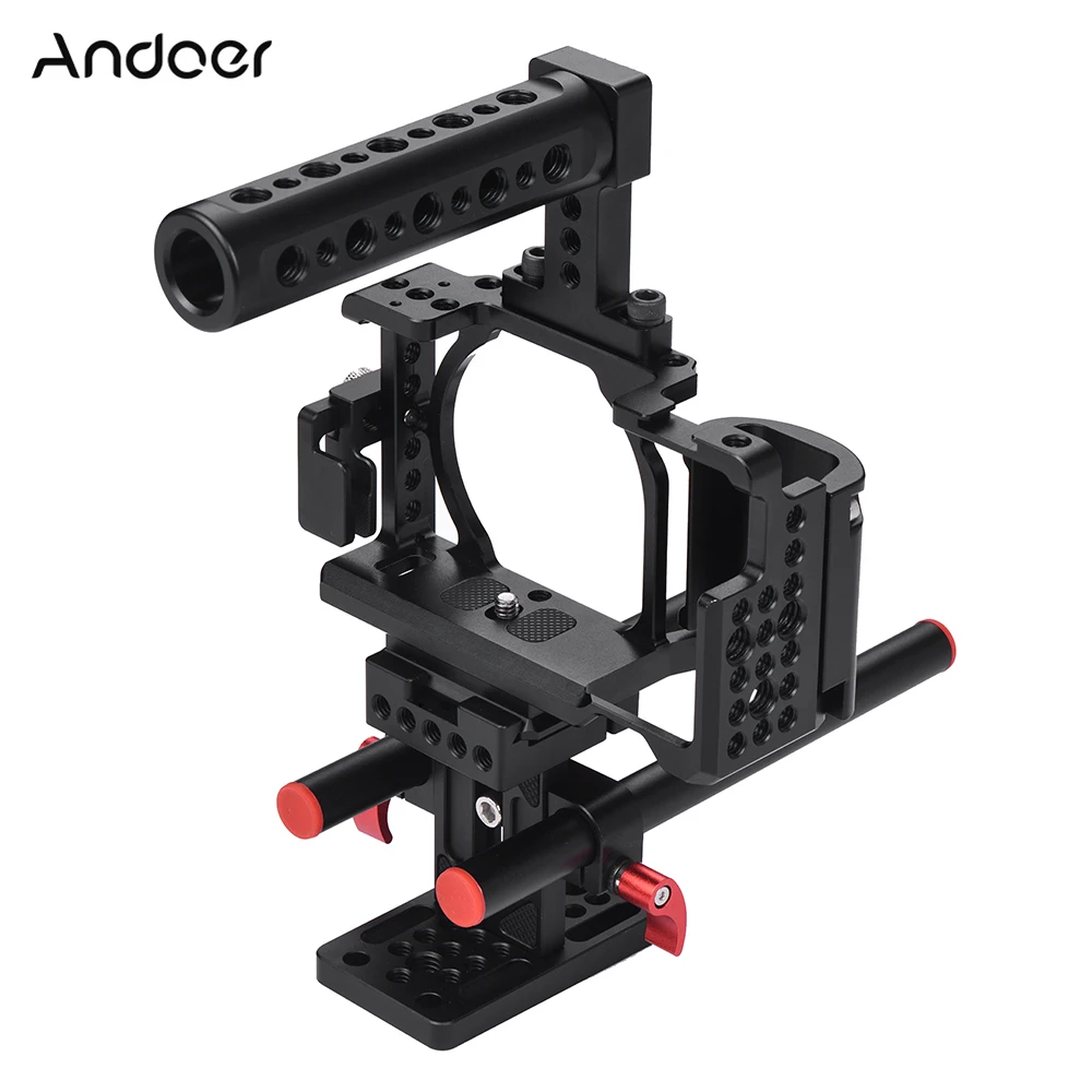 

Andoer Aluminum Alloy Protective Camera Video Cage Kit With Handle Grip and Top Handle for Sony A6000 A6300 A6500 NEX7 ILDC