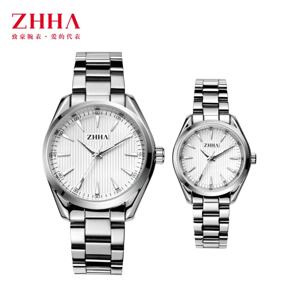 

ZHHA Couple Watches Pair Women Men Lover's Wristwatch Waterproof Stainless Steel Quartz Dress Watch Business Casual Black