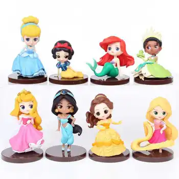 

8pcs/set Disney Princess Snow White Mermaid Cinderella Cartoon 6-8cm Action Figure Collectible Model Toys Dolls For Kids Gift