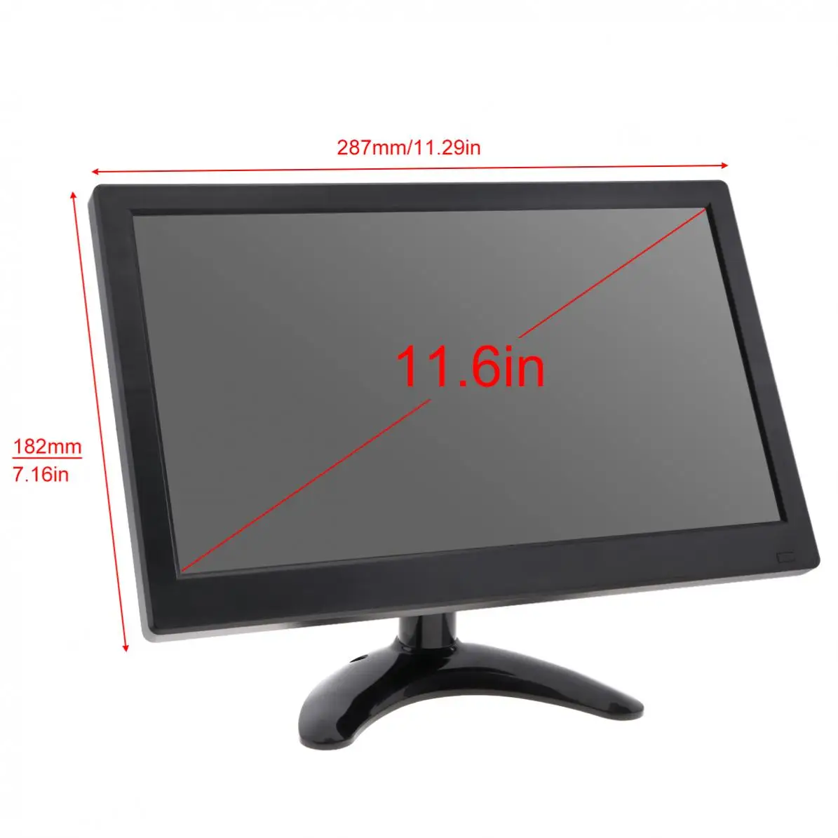 11.6 Inch HD IPS TFT LCD Car Monitor TV Computer MP5 Player 2 Channel Video Input Security Monitor with Speaker HDMI AV BNC VGA