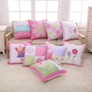 

Cartoon Applique Cotton Quilting Embroidery Stitching Chair Cushion For Sofa Home Decor 50 Case Flower Lattice Throw PillowCase