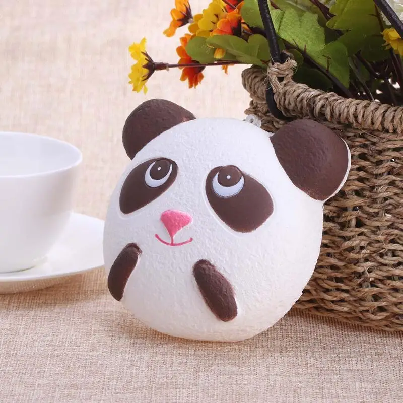 Alloet kawaii squishies اسفنجي الباندا وجه ضغط ارتفاع الحيوان المعطرة الخبز الخبز pu البطيء كيد لعبة هدية الهاتف المحمول حزام