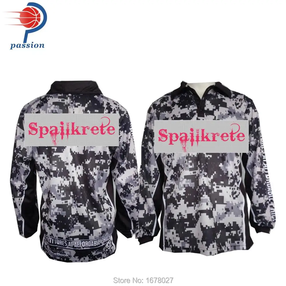 

Quick Dry Kid Grey Camo Tournament Fishing Shirts With Sublimated logos