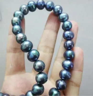 

Free Shipping >> CHARMING 9-10MM TAHITIAN BLACK PEARL NECKLACE 18 inch 14KT