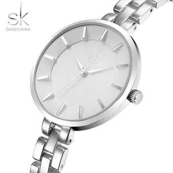 

Original SK Women Watches Ultra Thin Stainless Steel Quartz Watch Bracelet Silver Wrist Watch Women Montre Femme Clock Female