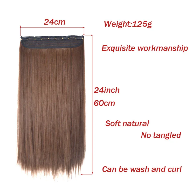 jeedou Straight Hair Clip in One Piece Hair Extensions 5Clips Synthetic 24\ jeedou Straight Hair Clip in One Piece Hair Extensions 5Clips Synthetic 24\