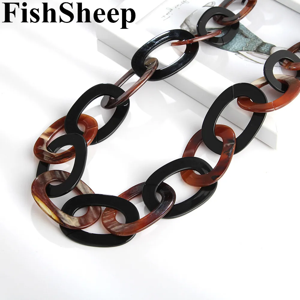 FishSheep Мода 2019 большая длинная цепь акриловое ожерелье для женщин круглые