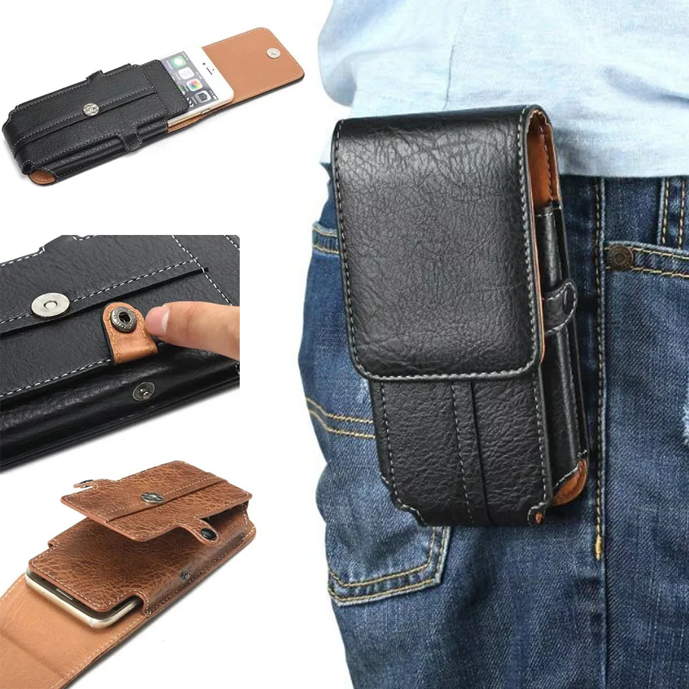 Universal PU Leather Pouch Belt Shockproof Phone Case Cover Bag Holster ...