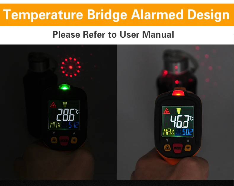 PM6530B лазерный lcd цифровой ИК инфракрасный термометр измеритель температуры пистолет точечный-50~ 550 градусов Бесконтактный термометр