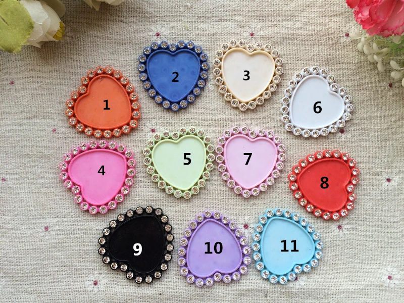 

Free shipping 10pcs 11colors inner 25MM flat back resin Peach heart cameo frame mixed