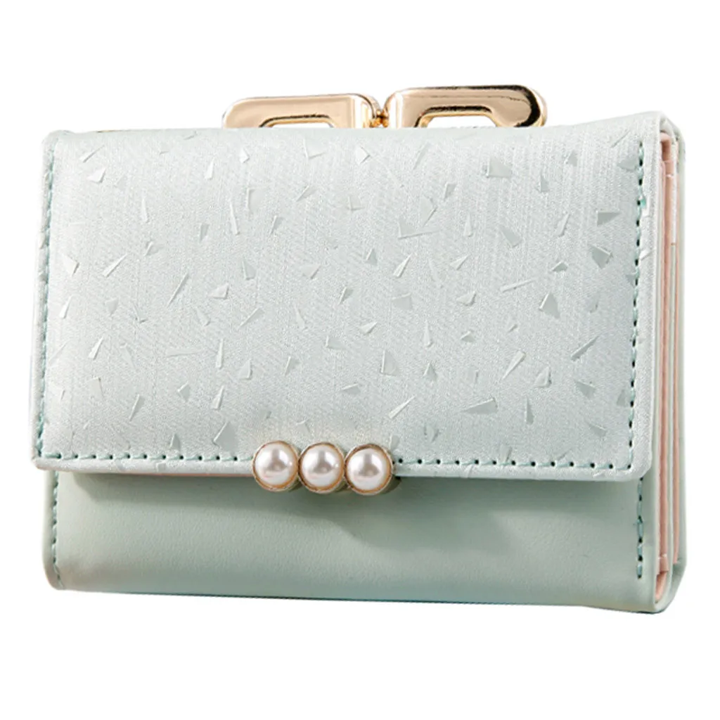 

Short Wallets Designer Purses Women's Money Bag Tri-Fold Lady Purse Pearl Wallet Solid Card Package Clutch Rfid Card Holders#L5$